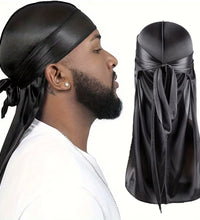 Men'S Silk Durag Bonnet Bandana Silky Du Rag Doo Rag Long Tail Waves Cap