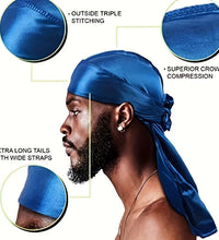 Men'S Silk Durag Bonnet Bandana Silky Du Rag Doo Rag Long Tail Waves Cap