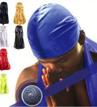 Men'S Silk Durag Bonnet Bandana Silky Du Rag Doo Rag Long Tail Waves Cap
