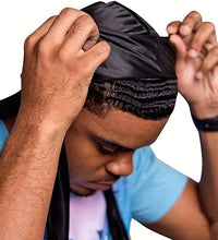 Men'S Silk Durag Bonnet Bandana Silky Du Rag Doo Rag Long Tail Waves Cap
